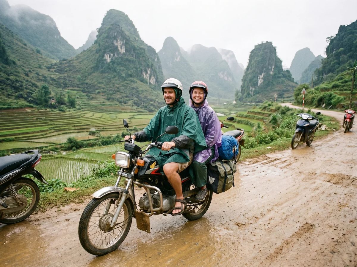 Motorcycle adventure in mountainous Vietnam