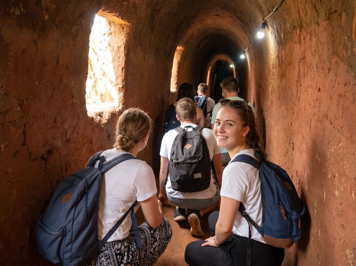 Cave exploration group enjoying moments together