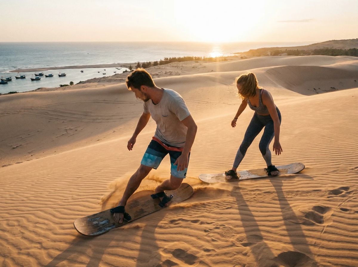 skateboarding couple sunset beach