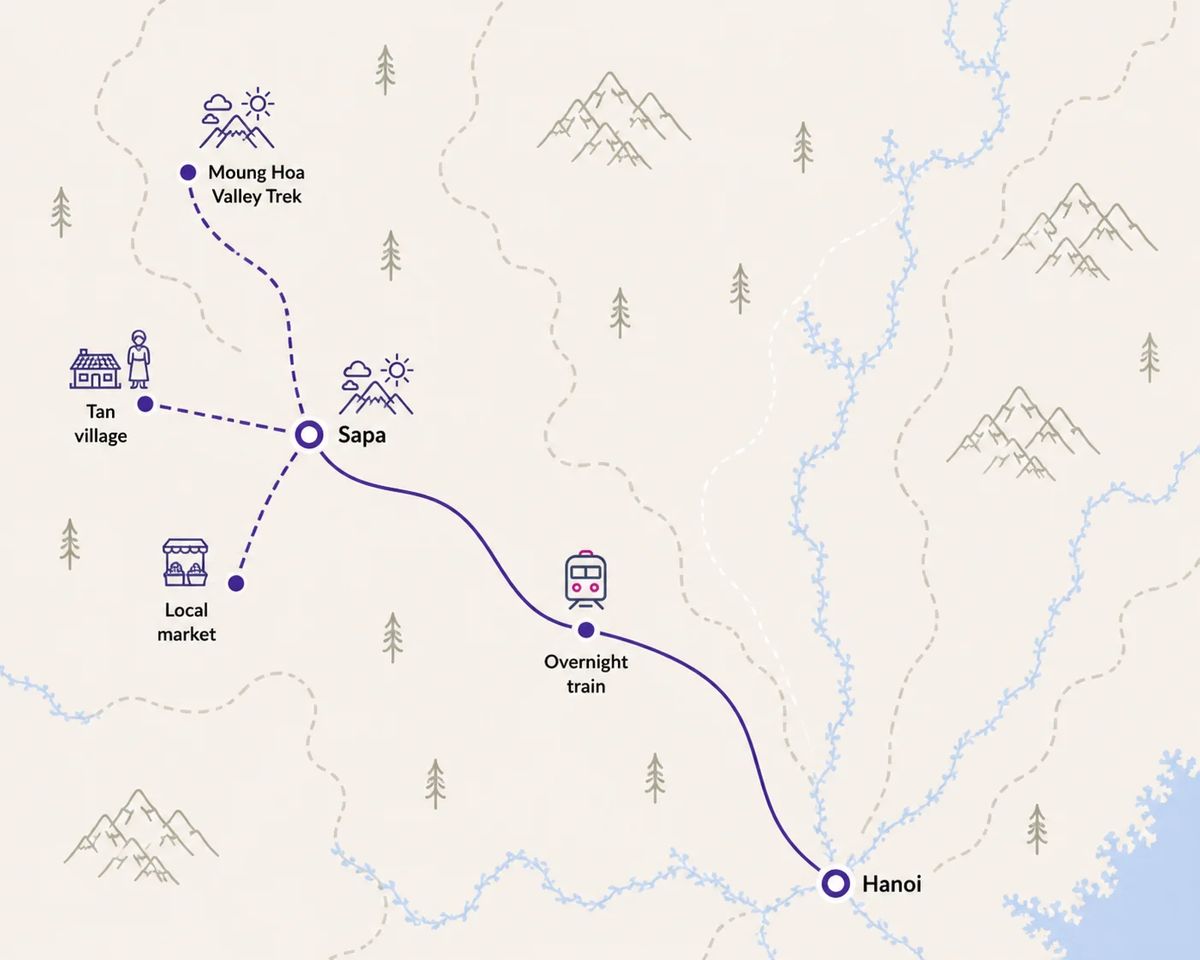 Mapa trasy – Sapa Trekking Adventure