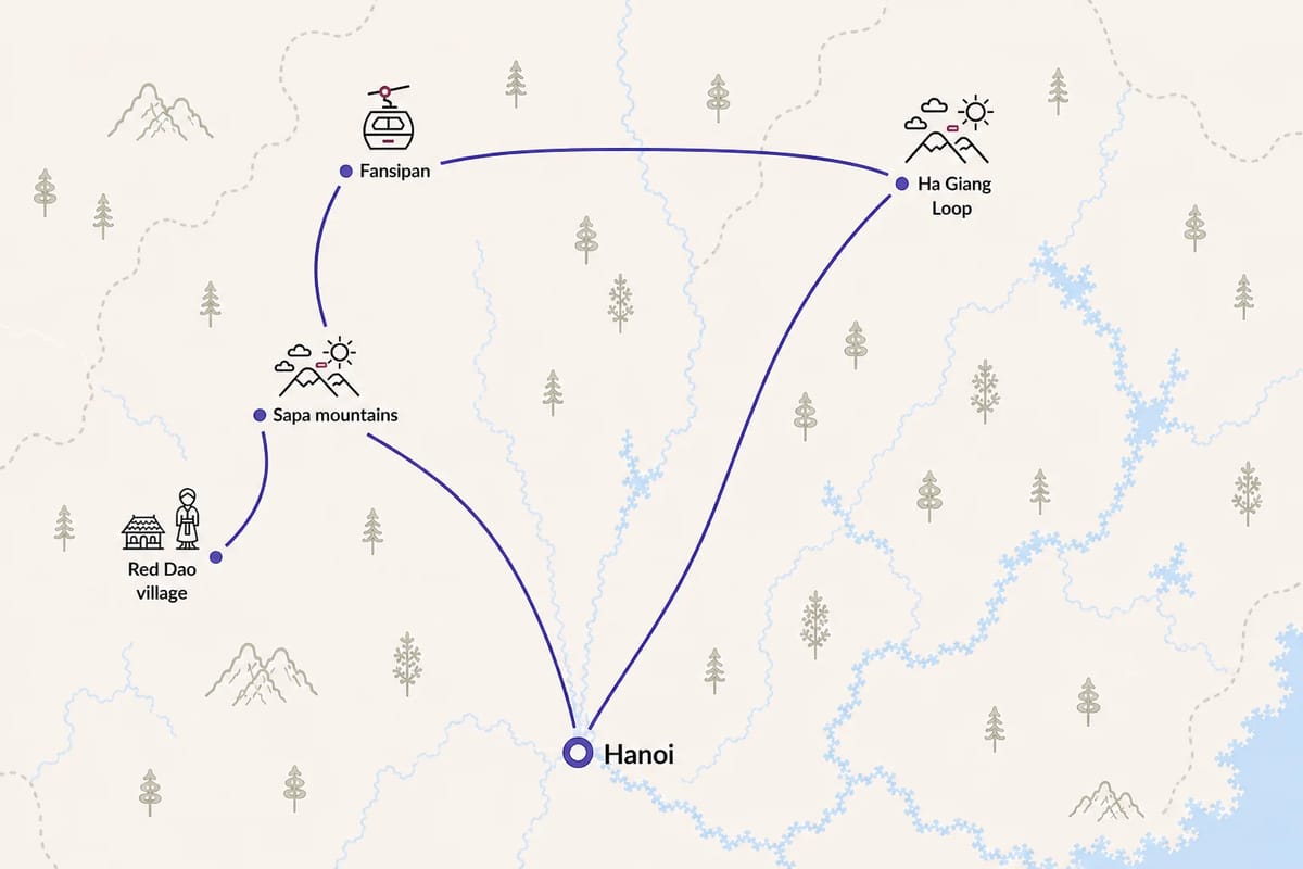 Mapa trasy – Northern Vietnam Adventure