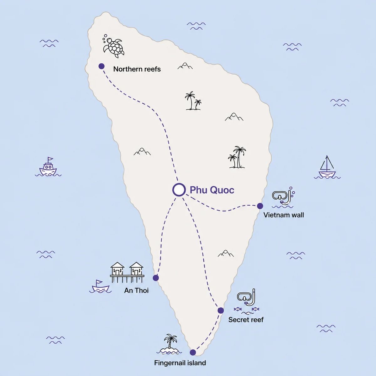 Mapa trasy – Phu Quoc Adventure & Diving