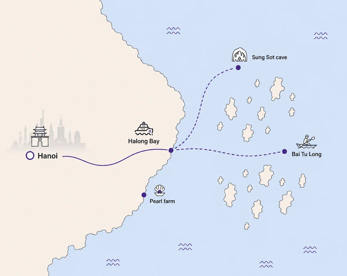 Mapa trasy – Ha Long Bay Cruise