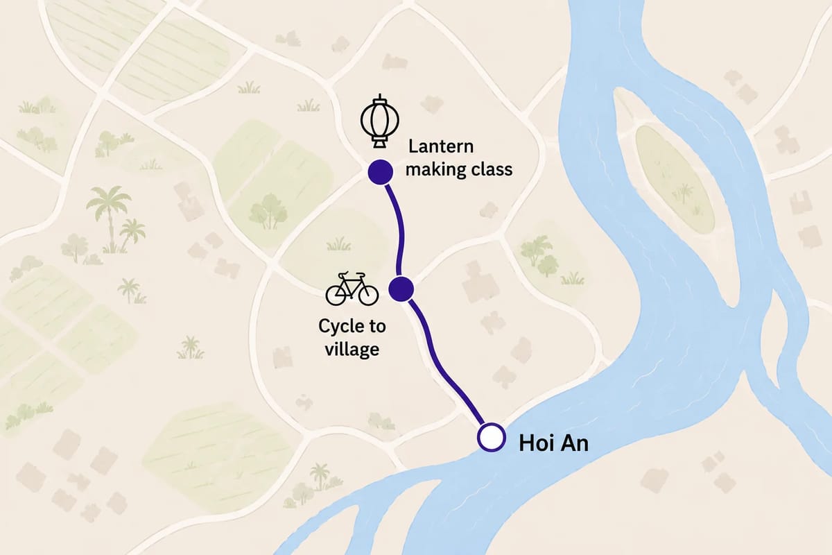 Mapa trasy – Hoi An Lantern Making Class by Bicycle
