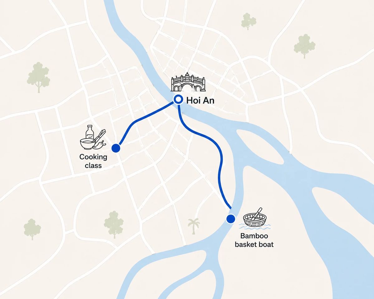 Mapa trasy – Basket Boat and Cooking Class: Hoi An Half-Day