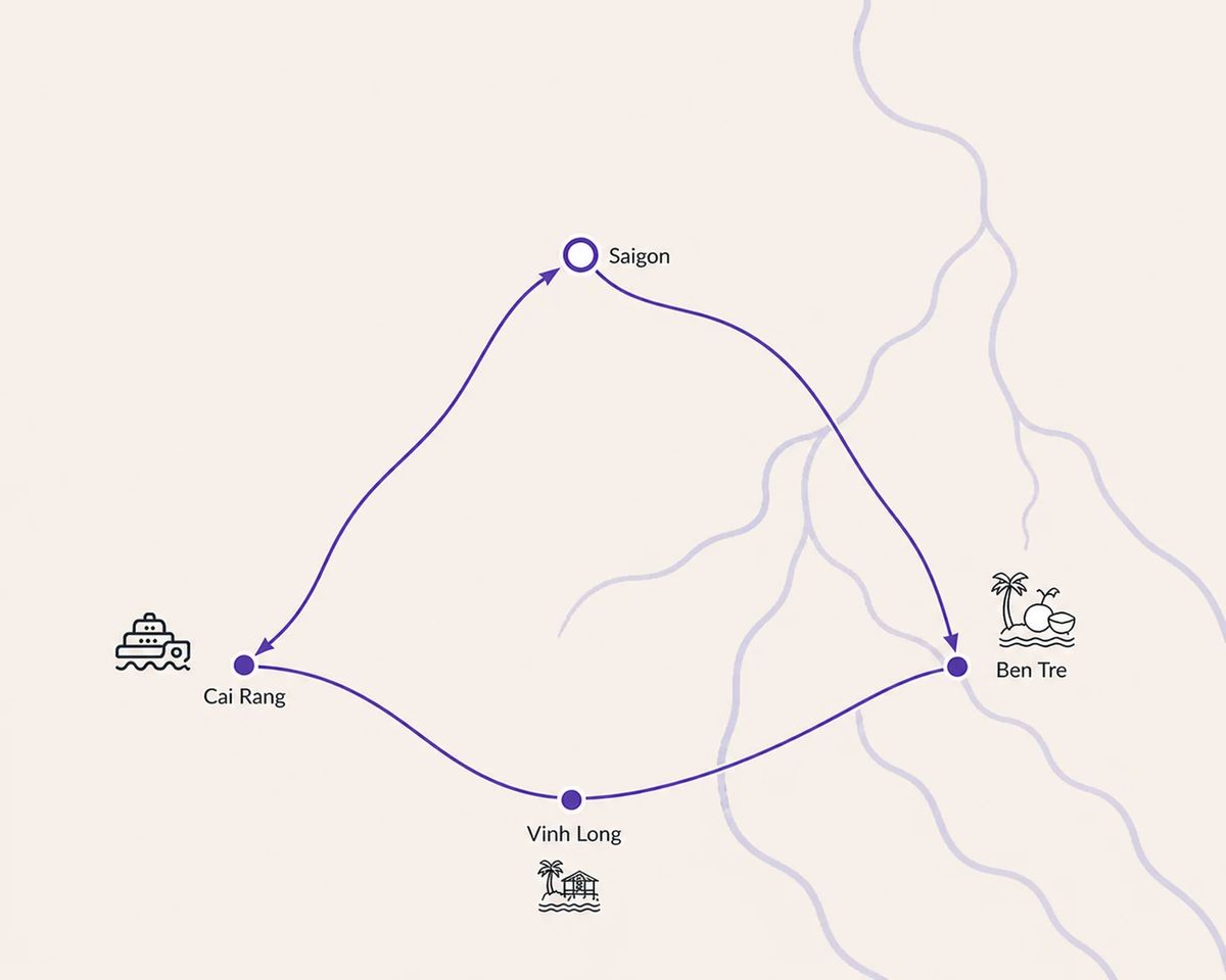 Mapa trasy – Mekong Delta Discovery