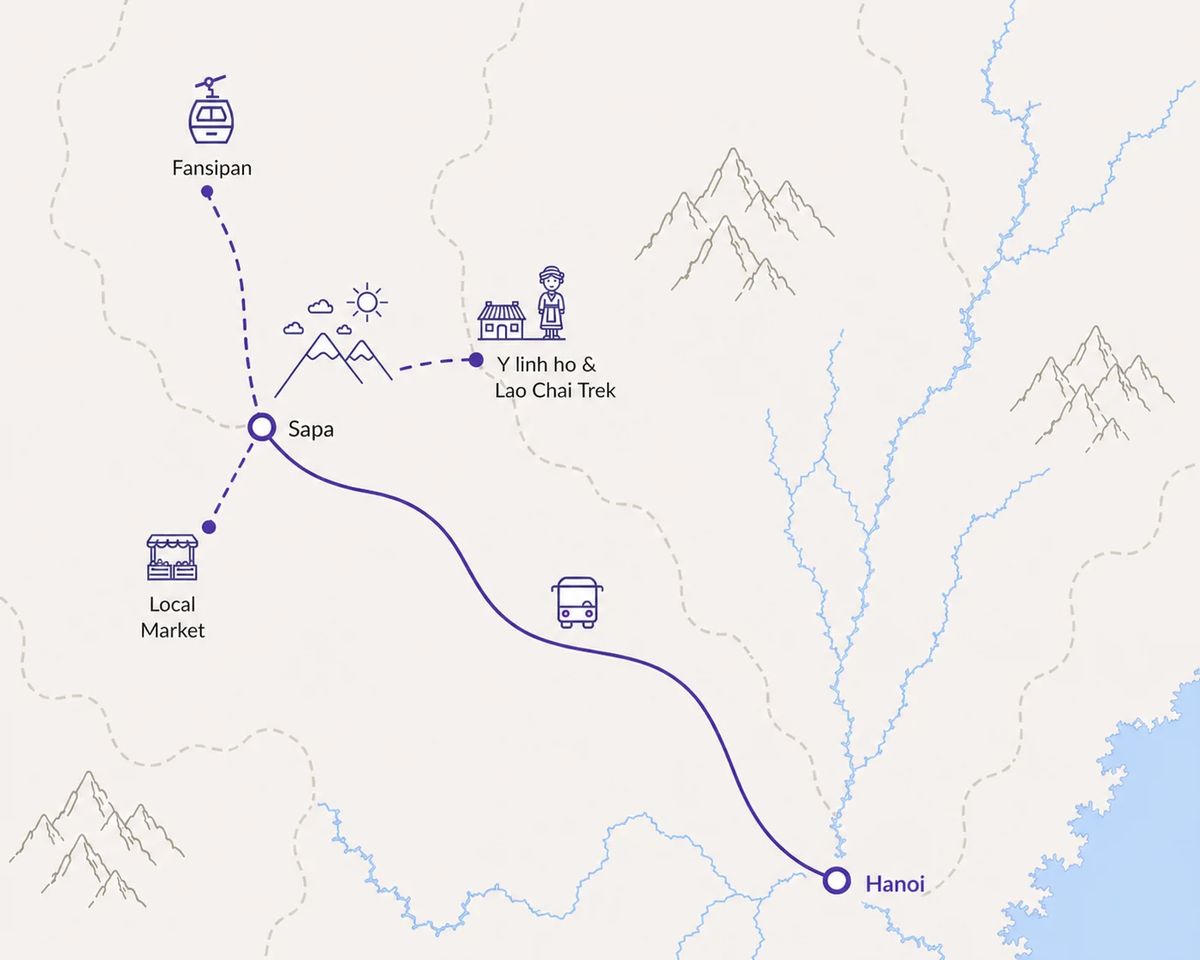 Mapa trasy – Sapa & Fansipan Summit