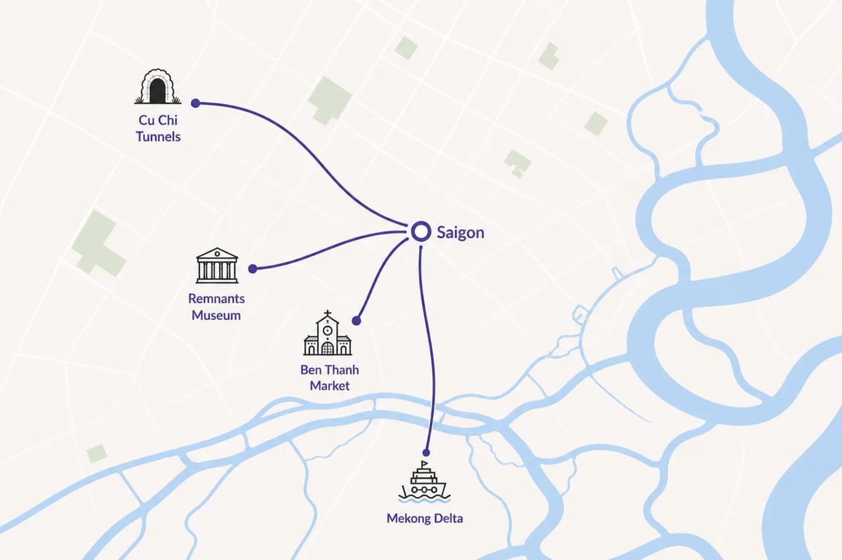Mapa trasy – Saigon City Explorer