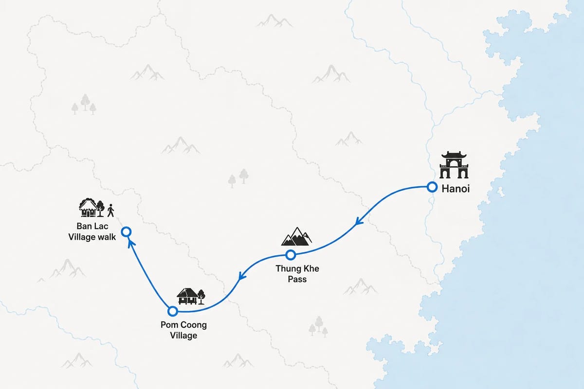 Mapa trasy – Mai Chau Day Tour: Thung Khe Pass, Ban Lac & Pom Coong Villages