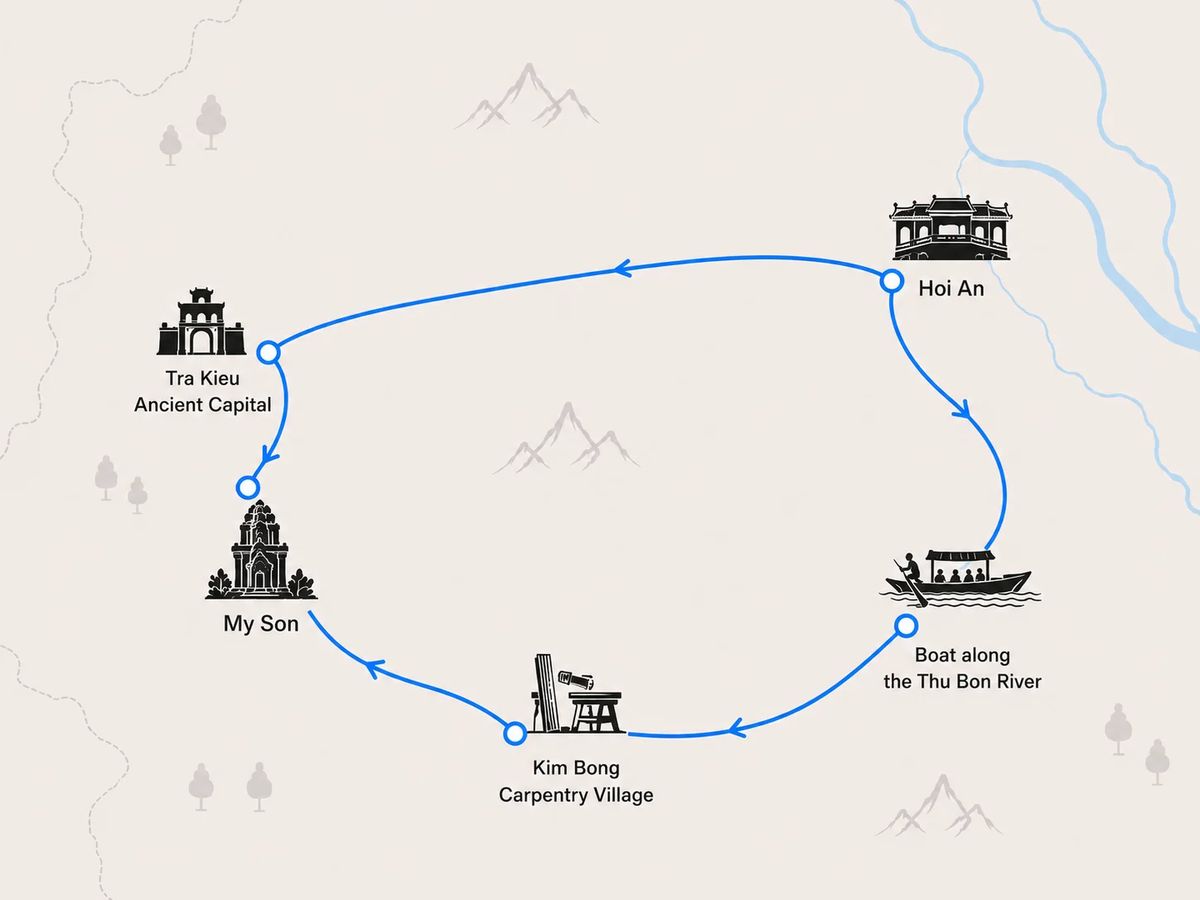 Mapa trasy – My Son Sanctuary Full-Day Tour from Hoi An